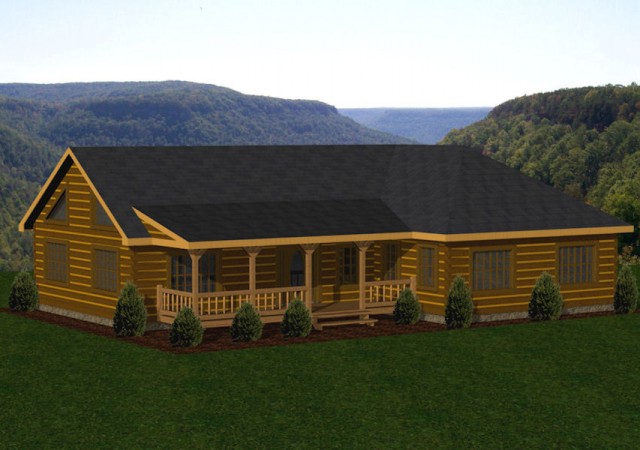 Single Story Log Homes Floor Plans Kits Battle Creek Log