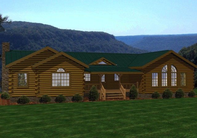 Single Story Log Homes Floor Plans Kits Battle Creek 
